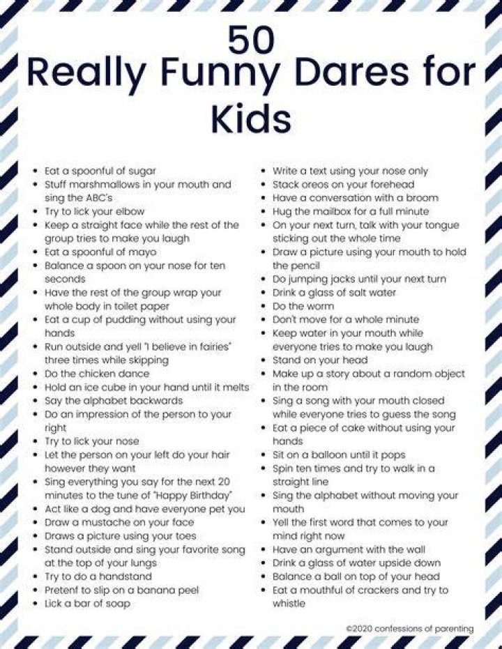 100+ Really Funny Dares Confessions of Parenting Games, Jokes and Fun