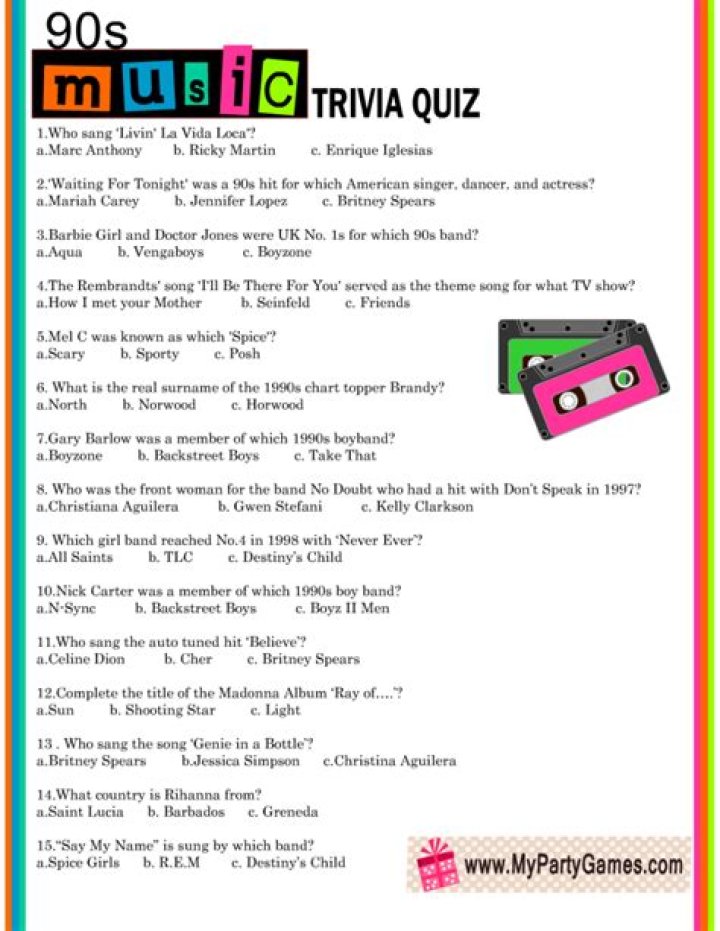 90 Music Trivia Questions And Answers