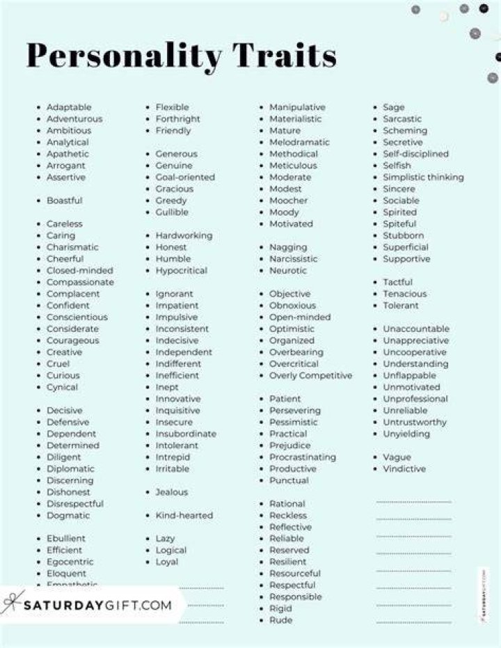 Character Personality Traits List &middot; One More Exclamation
