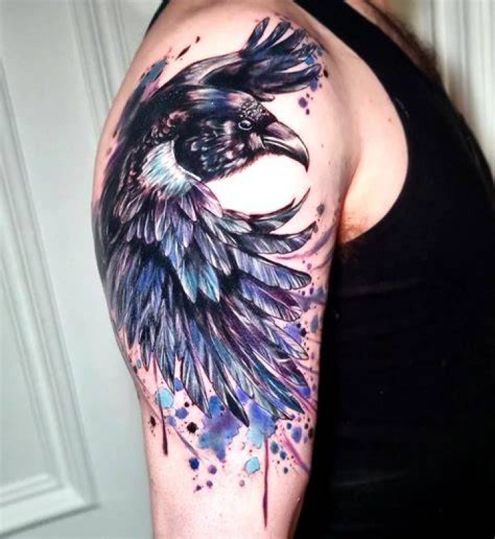 Colorful Raven Tattoo