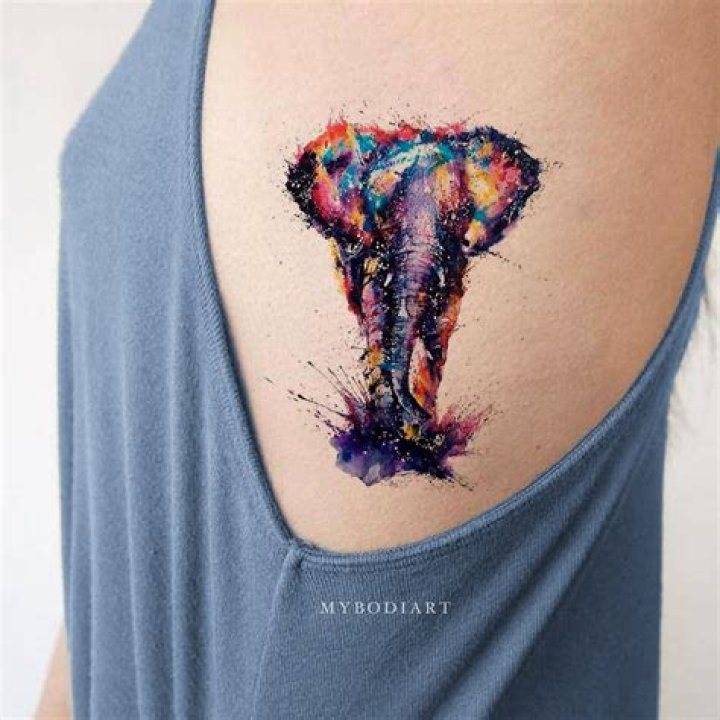 Colourful Elephant Tattoo