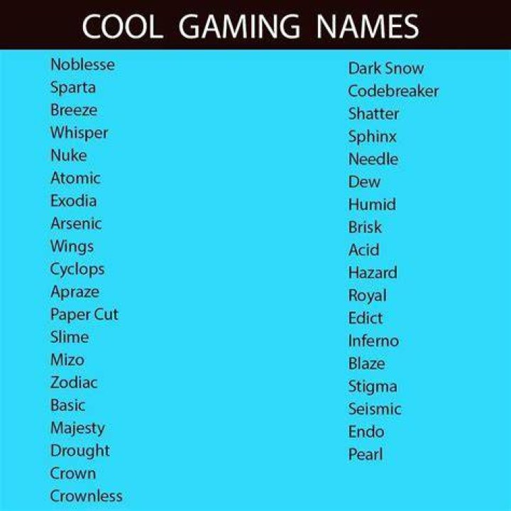 Cool Video Game Names 02/2022
