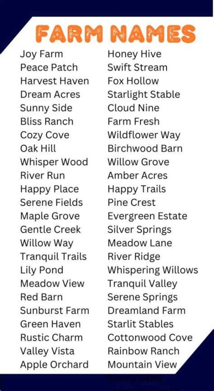 Cute Farm Names