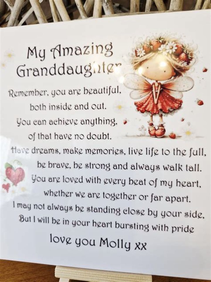 Details about GRANDDAUGHTER PERSONALISED POEM LAMINATED GIFT 8 x