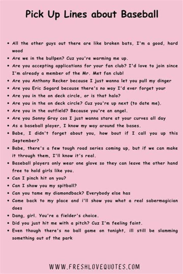 Dirty Baseball Pick Up Lines luvvepreciousmoments