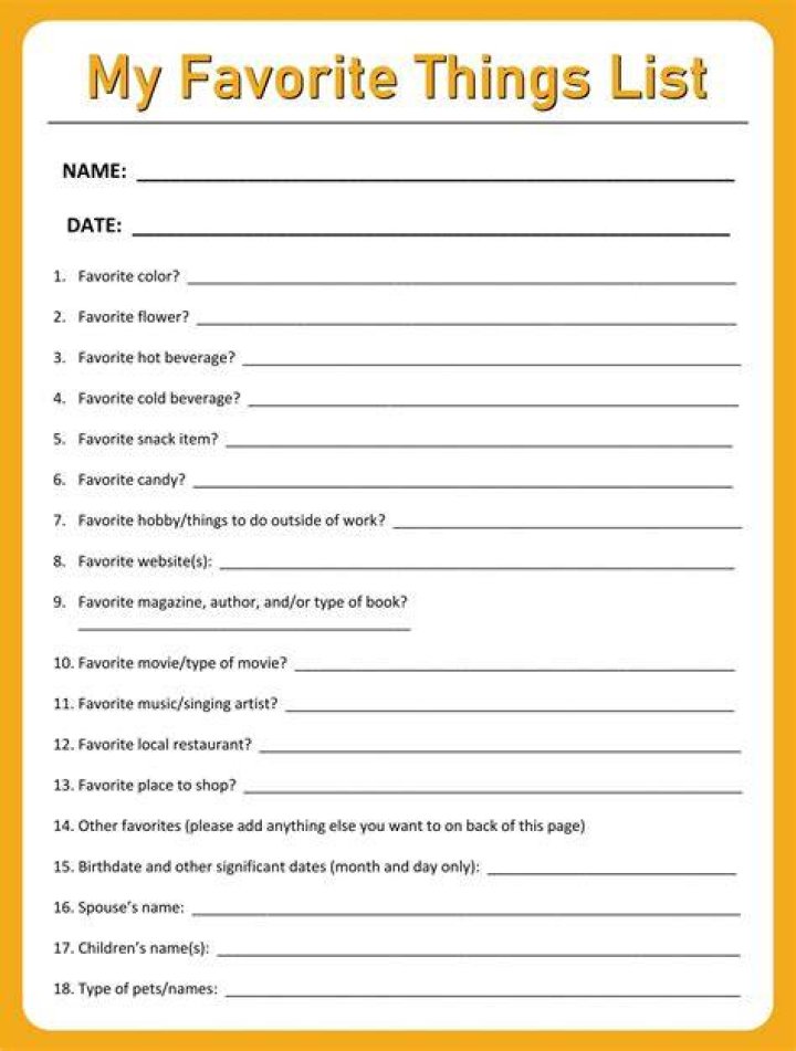 Favorite Things Questions