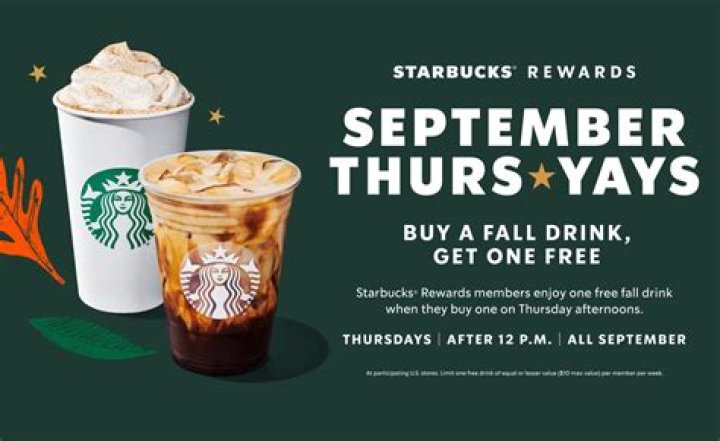 Get BOGO Starbucks every Thursday in September