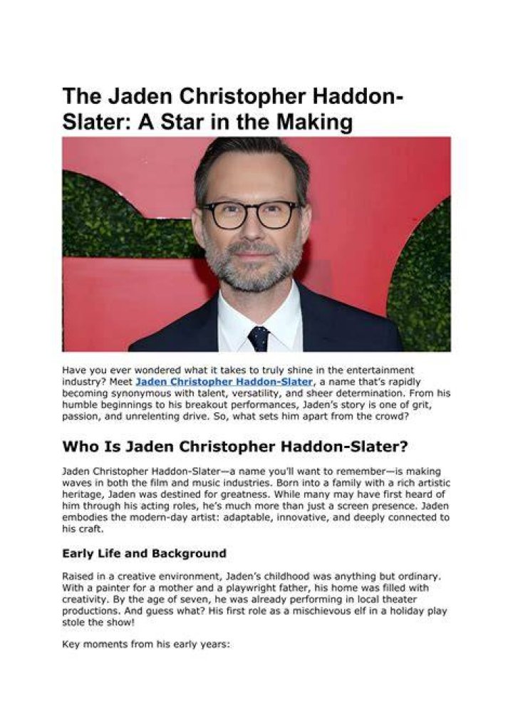 Jaden Christopher Haddon Slater: A Rising Star In The Entertainment Industry