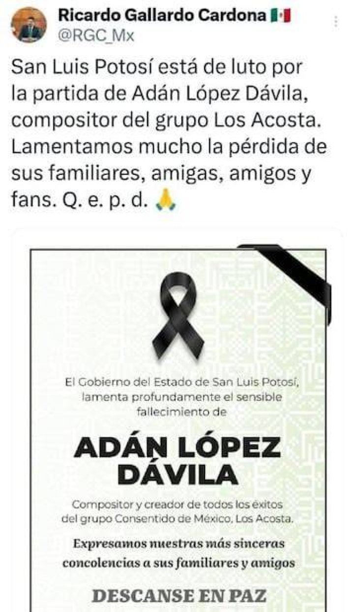 Muere Adán López Dávila, el compositor de los éxitos de Los Acosta