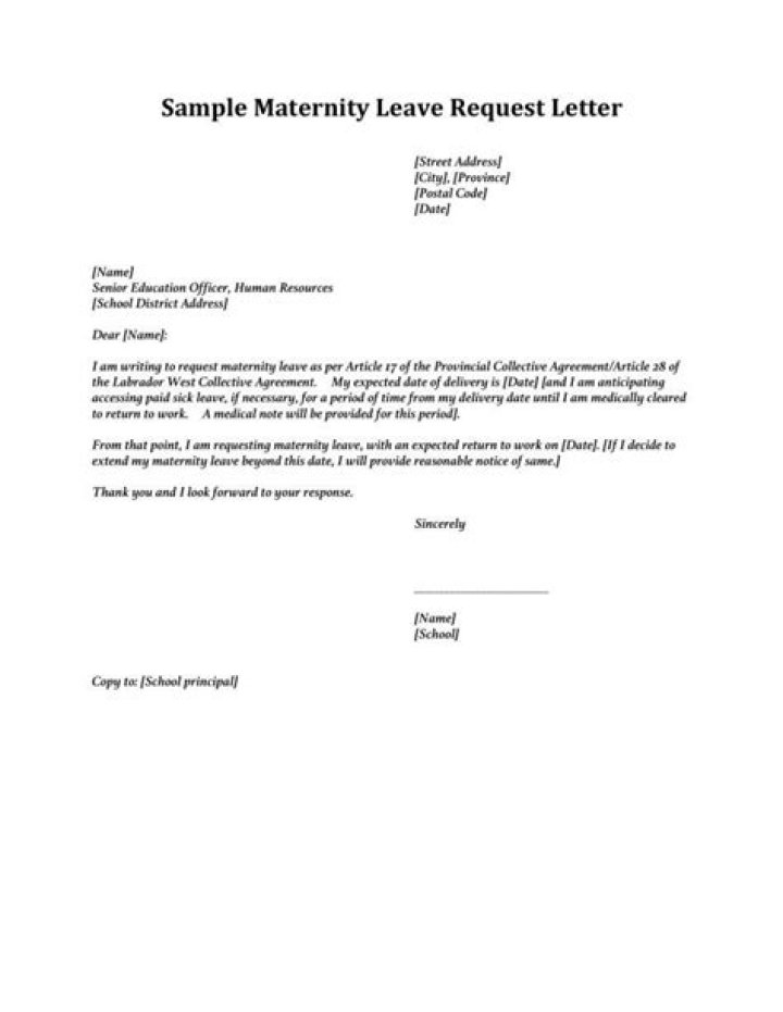 Official Maternity Leave Letter Template From Employer
