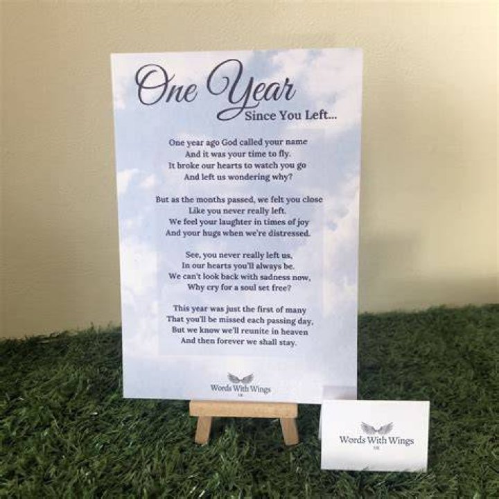 One Year Since You Left Grave Card Memorial Card Etsy UK