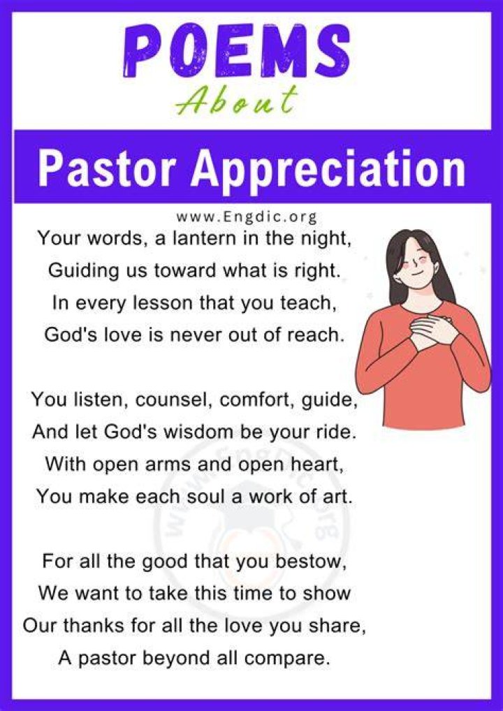 pastor appreciation poems for an occasion in the church