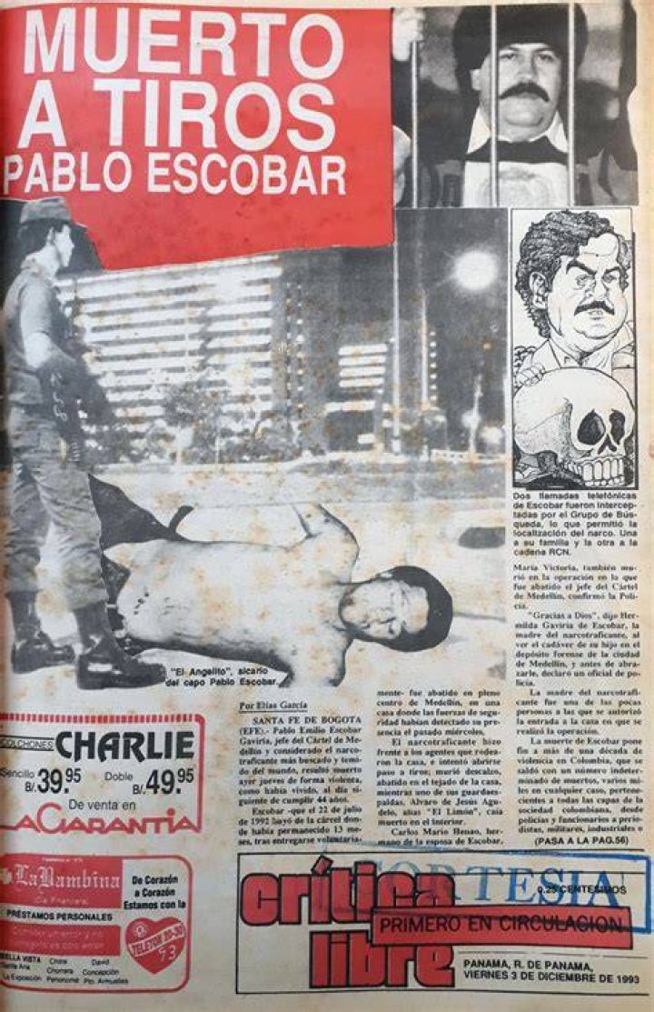 Proyecto Pablo Escobar Muerte de Pablo Escobar. Secuencia fotográfica