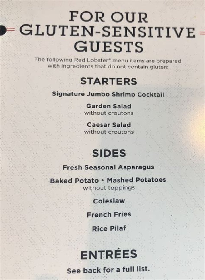 Red Lobster Gluten Free Menu Items and Options GlutenBee