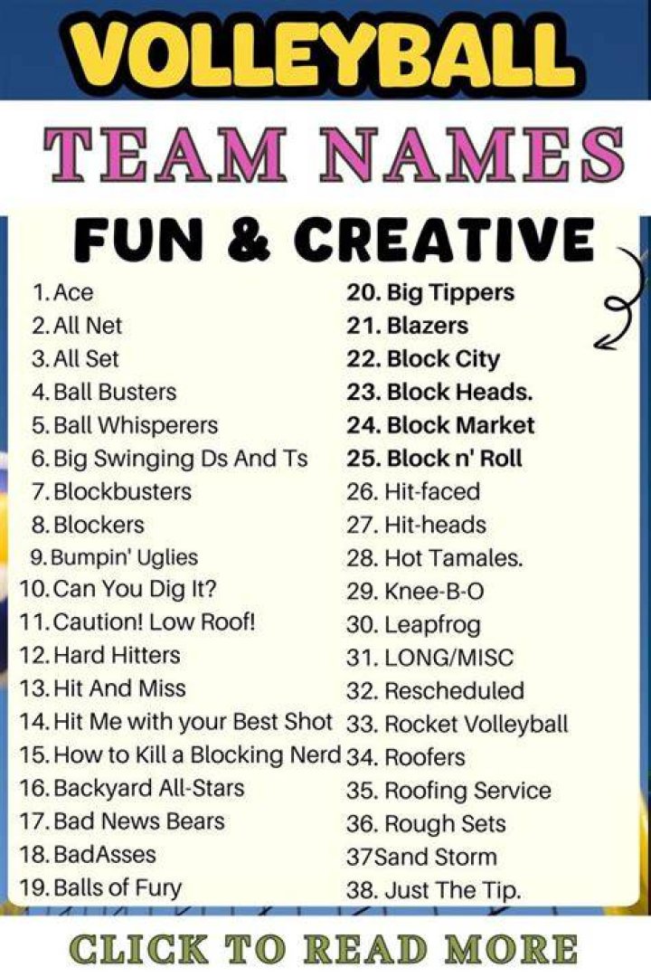 Unique And Hilarious Team Names For Volleyball